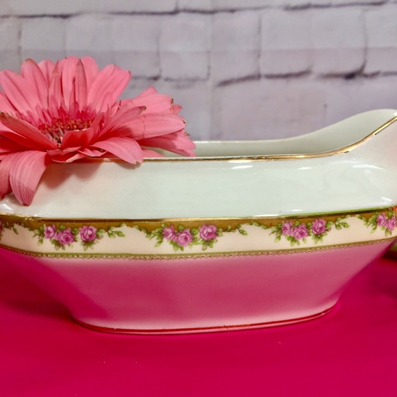 Vintage China Gravy Boat, Pink Floral China, Edwin Knowles China, Serving Dish - Picture 4 of 5